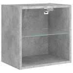 ZNTS Bedside Cabinets with LED Lights Wall-mounted 2 pcs Concrete Grey 837071