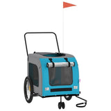 ZNTS Pet Bike Trailer Blue and Grey Oxford Fabric and Iron 93862