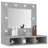 ZNTS Mirror Cabinet with LED Concrete Grey 60x31.5x62 cm 808886