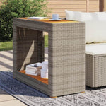 ZNTS Garden Side Table with Wooden Top Grey 100x40x75 cm Poly Rattan 366307