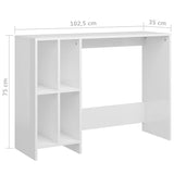 ZNTS Notebook Desk High Gloss White 102.5x35x75 cm Engineered Wood 808347