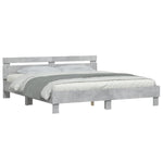 ZNTS Bed Frame with LED without Mattress Concrete Grey 200x200 cm 3207521