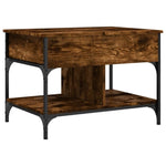 ZNTS Coffee Table Smoked Oak 70x50x50 cm Engineered Wood and Metal 845363