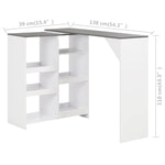 ZNTS Bar Table with Moveable Shelf White 138x39x110 cm 280226