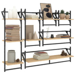 ZNTS 6 Piece Wall Shelf Set with Bars Sonoma Oak Engineered Wood 836269