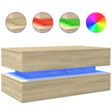 ZNTS Coffee Table with LED Lights Sonoma Oak 90x50x40 cm 839863