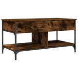 ZNTS Coffee Table Smoked Oak 100x50x50 cm Engineered Wood and Metal 845368