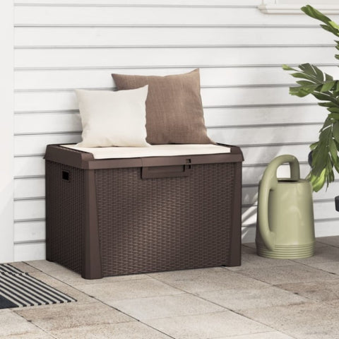 ZNTS Garden Storage Box with Seat Cushion Brown 125 L PP 364212