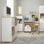 4Kids 2 Door 1 Drawer Cupboard with 2 open shelves in Light Oak and white High Gloss 4053639