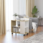 ZNTS Side Table White and Sonoma Oak 70x35x55 cm Engineered Wood 802125