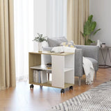 ZNTS Side Table White and Sonoma Oak 70x35x55 cm Engineered Wood 802125