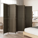 ZNTS Room Divider 6 Panels Grey Poly Rattan 365354