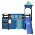 ZNTS Kids' Loft Bed with Tower without Mattress Blue 80x200 cm 3207070