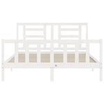 ZNTS Bed Frame without Mattress White King Size Solid Wood Pine 3192887