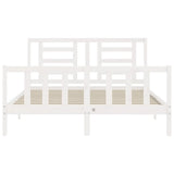 ZNTS Bed Frame without Mattress White King Size Solid Wood Pine 3192887