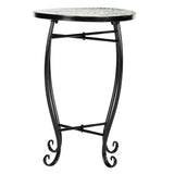 ZNTS Mosaic Round Terrace Bistro Table With Coloured Glass Green Flowers Mosaic 15824078