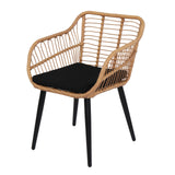 ZNTS 3 Piece Patio Wicker Chair Set with Glass Top Table and Soft Cushion, Outdoor Backyard Porch 97596042
