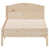 ZNTS Bed Frame without Mattress 75x190 cm Small Single Solid Wood Pine 842626