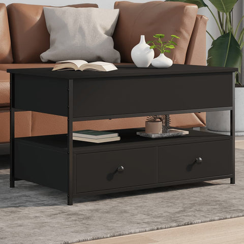 ZNTS Coffee Table Black 85x50x50 cm Engineered Wood and Metal 845386
