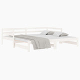 ZNTS Day Bed with Trundle without Mattress White 80x200 cm Solid Wood 840139