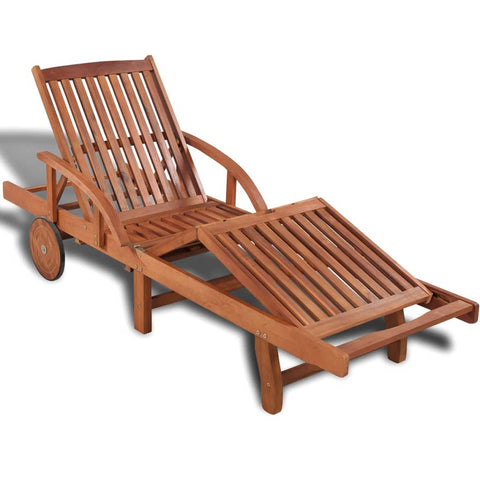ZNTS Sun Lounger Solid Acacia Wood 42592