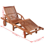 ZNTS Sun Lounger Solid Acacia Wood 42592