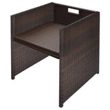 ZNTS 9 Piece Outdoor Dining Set with Cushions Poly Rattan Brown 42601