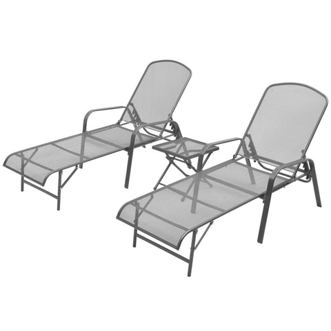 ZNTS Sun Loungers 2 pcs with Table Steel Anthracite 42727
