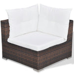 ZNTS 5 Piece Garden Lounge Set with Cushions Poly Rattan Brown 42739