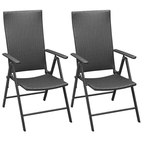 ZNTS Stackable Garden Chairs 2 pcs Poly Rattan Black 42796