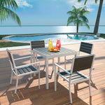 ZNTS 5 Piece Outdoor Dining Set with WPC Tabletop Aluminium Black 42811