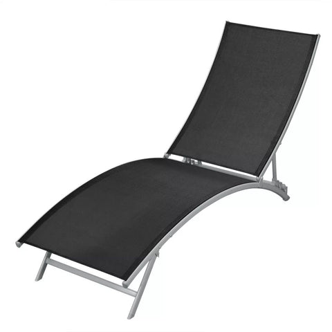 ZNTS Sun Lounger Steel and Textilene Black 42866