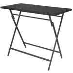 ZNTS 7 Piece Folding Outdoor Dining Set Steel Poly Rattan Black 42878