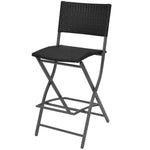 ZNTS 7 Piece Folding Outdoor Dining Set Steel Poly Rattan Black 42878