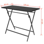 ZNTS 7 Piece Folding Outdoor Dining Set Steel Poly Rattan Black 42878