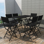 ZNTS 7 Piece Folding Outdoor Dining Set Steel Poly Rattan Black 42878