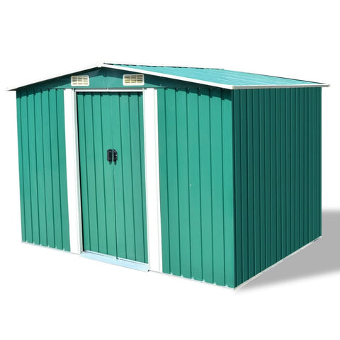 ZNTS Garden Storage Shed Green Metal 257x205x178 cm 42910