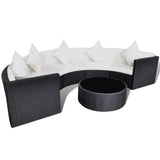 ZNTS 6 Piece Garden Lounge Set with Cushions Poly Rattan Black 43067