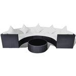 ZNTS 6 Piece Garden Lounge Set with Cushions Poly Rattan Black 43067