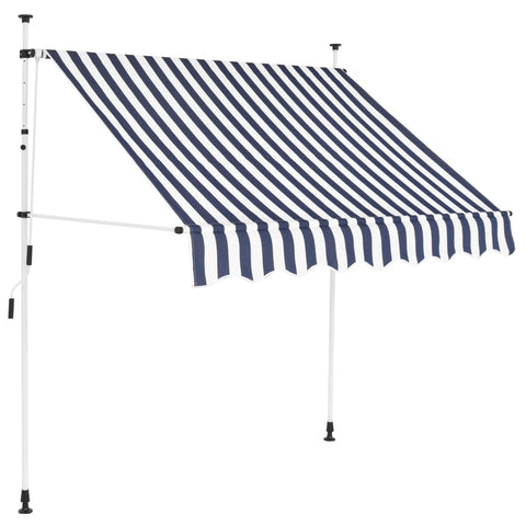 ZNTS Manual Retractable Awning 200 cm Blue and White Stripes 43220