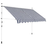 ZNTS Manual Retractable Awning 300 cm Blue and White Stripes 43222