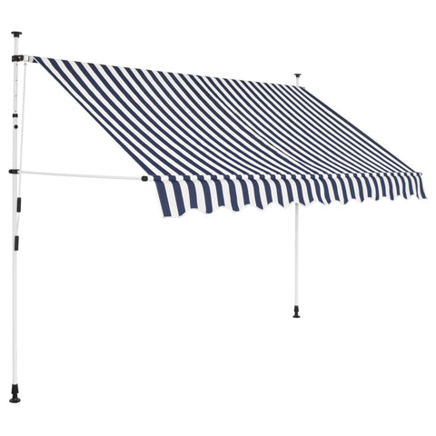 ZNTS Manual Retractable Awning 300 cm Blue and White Stripes 43222