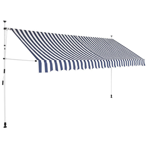 ZNTS Manual Retractable Awning 350 cm Blue and White Stripes 43223