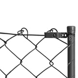 ZNTS Chain Link Fence with Posts and Hardware 1.97x25 m Grey 142444
