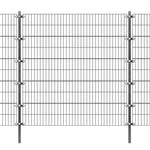 ZNTS Fence Panel with Posts Powder-coated Iron 6x2 m Anthracite 142568