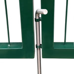 ZNTS Garden Fence Gate with Posts 350x100 cm Steel Green 142569