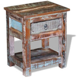 ZNTS Side Table with 1 Drawer Solid Reclaimed Wood 43x33x51 cm 243456
