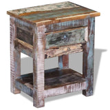 ZNTS Side Table with 1 Drawer Solid Reclaimed Wood 43x33x51 cm 243456
