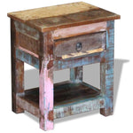 ZNTS Side Table with 1 Drawer Solid Reclaimed Wood 43x33x51 cm 243456