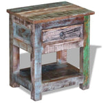 ZNTS Side Table with 1 Drawer Solid Reclaimed Wood 43x33x51 cm 243456